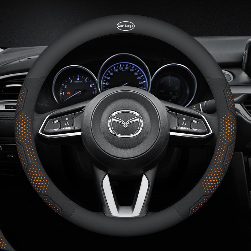 BFI1 For Mazda 2 3 6 CX-5 MX-5 CX-30 CX-9 Car Suede Carbon Fiber Leather Breathable And Anti-Slip Steering Wheel Cover Accessories