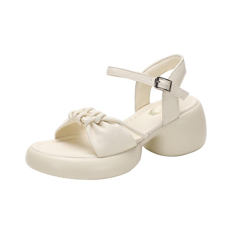 New thick-soled one-word sandals for women's summer wear comfortable high heels for women's thick heels