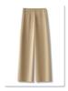 Women's Beige Tencel Cotton High Waist Wide Leg Pants - Slimming Petite Nine-Point for Spring and Autumn 2025