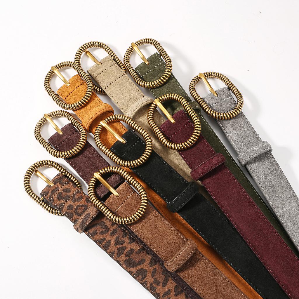 New Luxury Suede Leather Belt for Women Jeans Casual Dress Vintage Alloy Buckle Ladies Trendy Belts Fashion Waistband