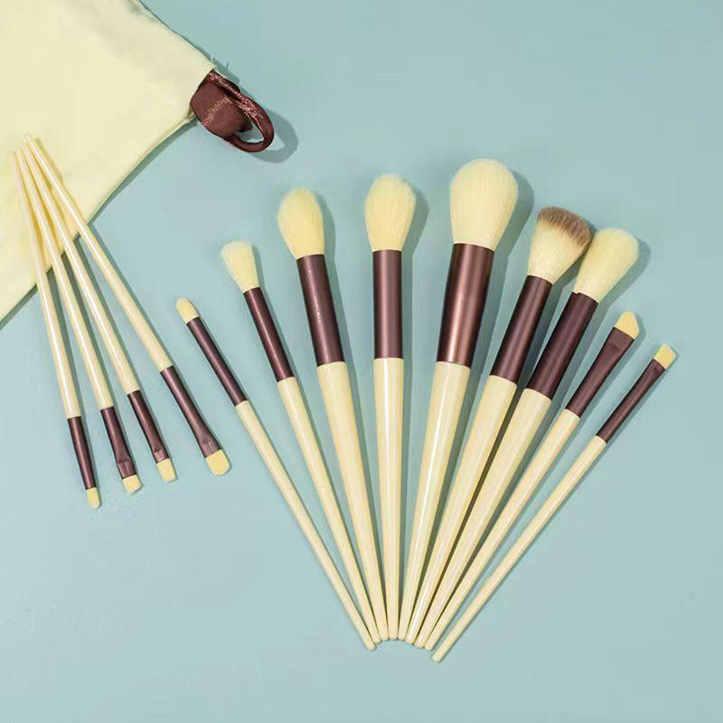 Portable 13-Piece Makeup Brush Set: Powder, Blush, Eyeshadow Brushes with Soft Bristles for Beginners