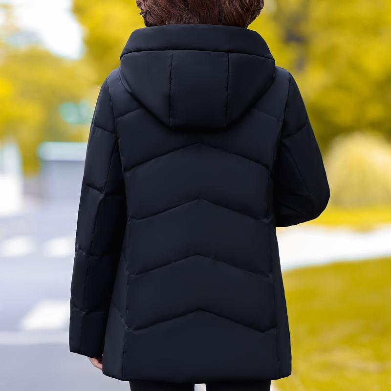 Middle Age Women's Down Coats Winter Vintage Prakas Hooded Plus Size Elegant Thick Warm Puffer Jackets Woman  Outerwears