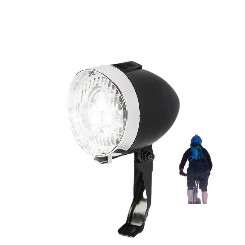 3LED Retro Bicycle Headlight Type-C Charging Vintage Classic Bikes HeadLamp 3 Light Modes Front Light Cycling Accessories
