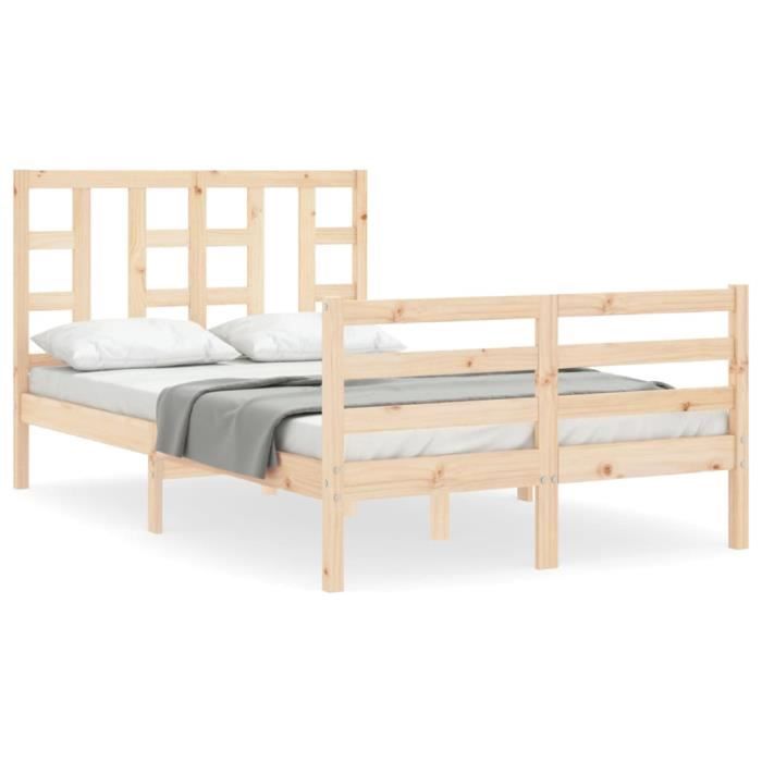 VidaXL Bed Frames with Headboard Small Double Solid Wood 3193891
