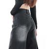 Retro Women's Jeans Autumn Winter Thicken Plus Velvet Dark Grey Denim Trousers High-Waisted Straight Pants Warm  Clothing