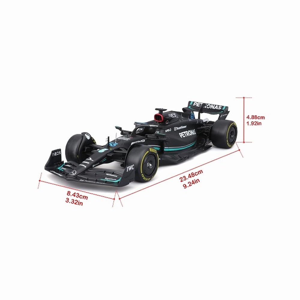 Bburago 1/24 Scale Mercedes-AMG Petronas F1 Team W14 (2023) E-Performance No. 63 with G. Russell Figure (Window Box) - Finished Model (BUR28037R)