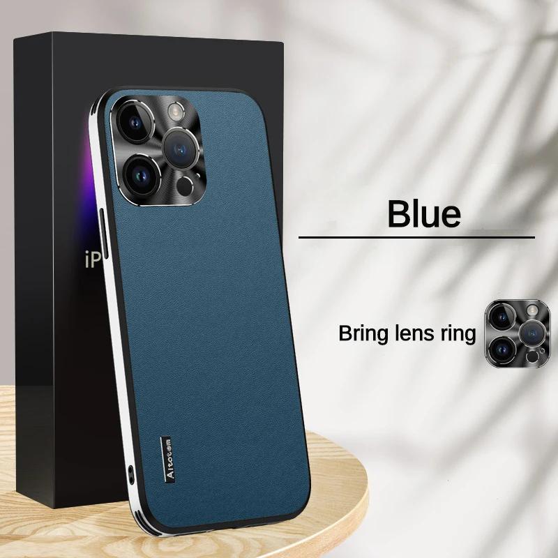 Soft Leather Phone Case Back Cover for IPhone 13 15 16 14 Plus 11 12 Pro Max Shockproof Anti-Drop Metal Lens Protection Cases