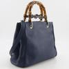GUCCI Bamboo shopper small tote Handbag 336032 2WAYShoulder Navy blue Calfskin Women Used