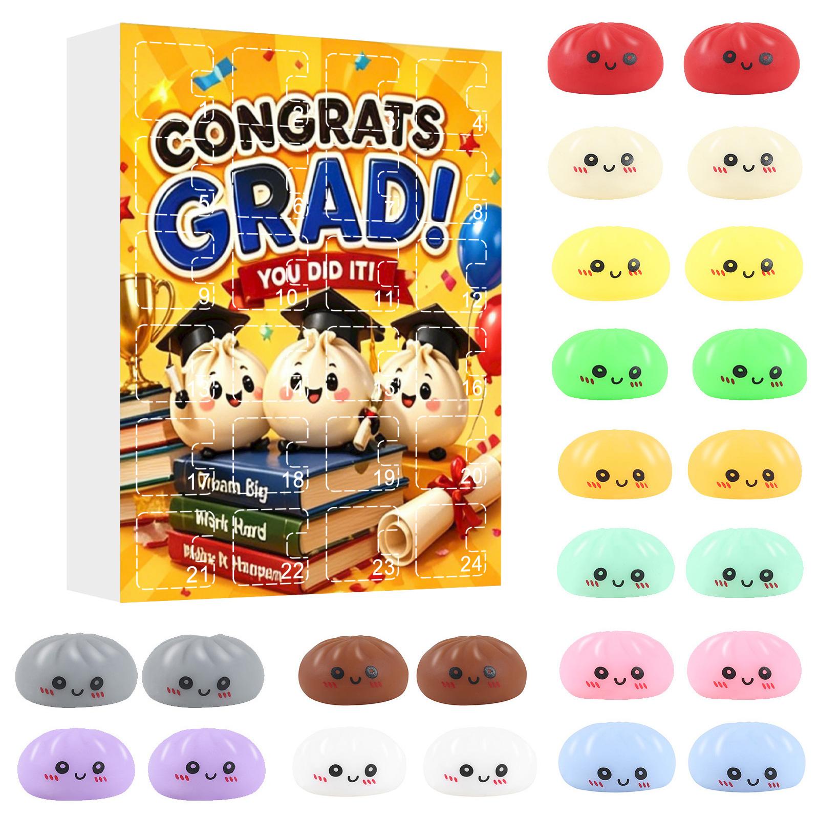 

Graduation Season 24 Pieces Squishy Bun Stress Relief Toys Blind Box Set Soft Squeeze Sensory Fidget Toys for Relaxation and Anxiety Reduction One Size