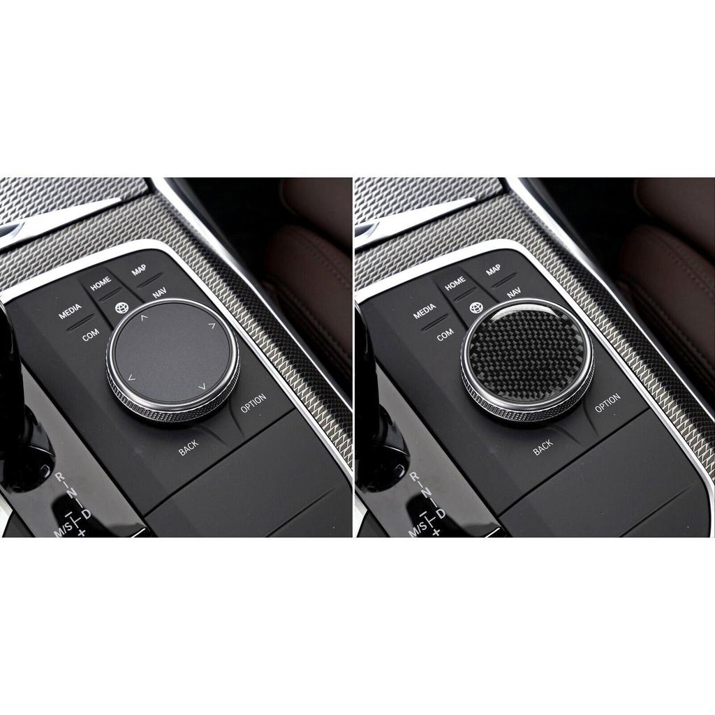 Real Carbon Fiber Console Multimedia Knob Cover For BMW 3 Series G20 G28 -20