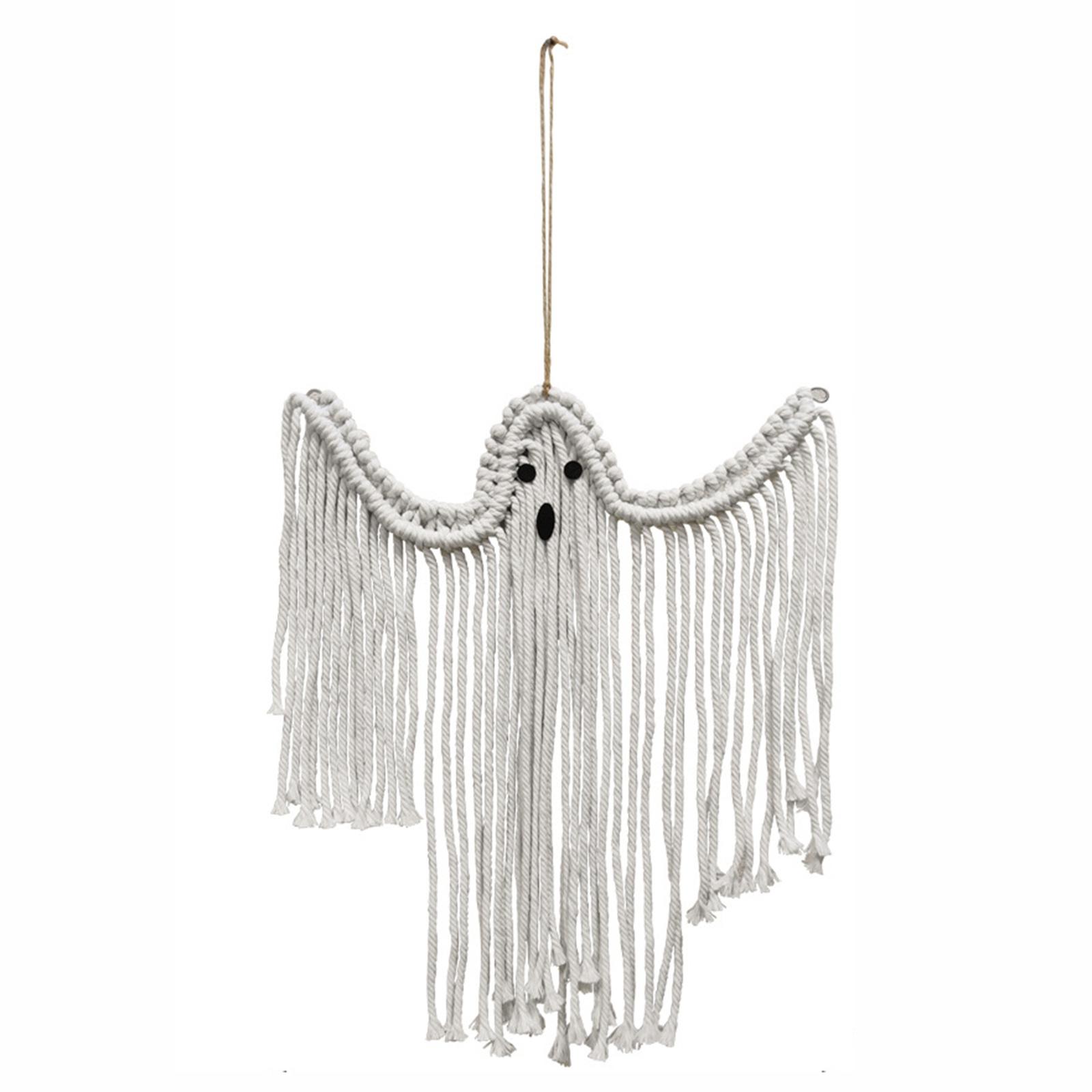 

Halloween Crochet White Crochet Ghost Ornaments Hanging Ornament Holiday Party Decor for Home Door Wall