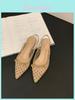 French Low Heel Butterfly Knot Sandals With Breathable Mesh For Summer Casual Wear
