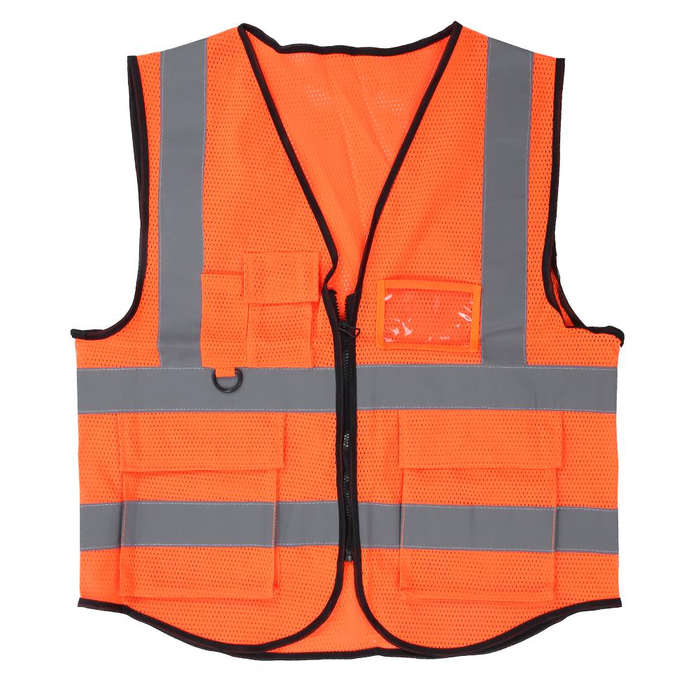 High Visibility Safety Sport Breathable Vest with Mesh Night Security Reflective Waistcoat OrangeOrange