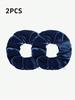 2PCS New Solid-color Velvet Zipper Large Intestine Hair Band Korean Style Fashionable Fabric Ponytail Storage Large Intestine