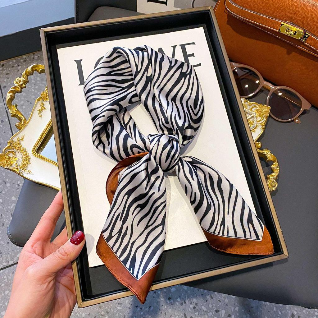 Blue Silk Retro Women's Scarf for Spring & Autumn