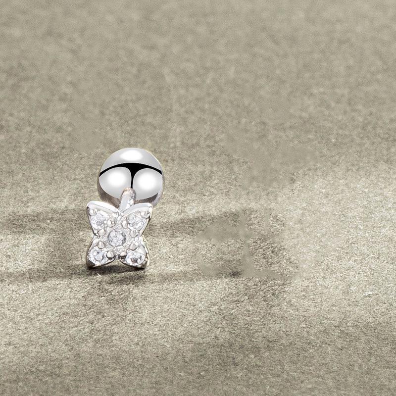 Korean Asymmetrical Star-Stud Earrings: High-End, Shiny Screw-Back Ear Cartilage Jewelry for Women