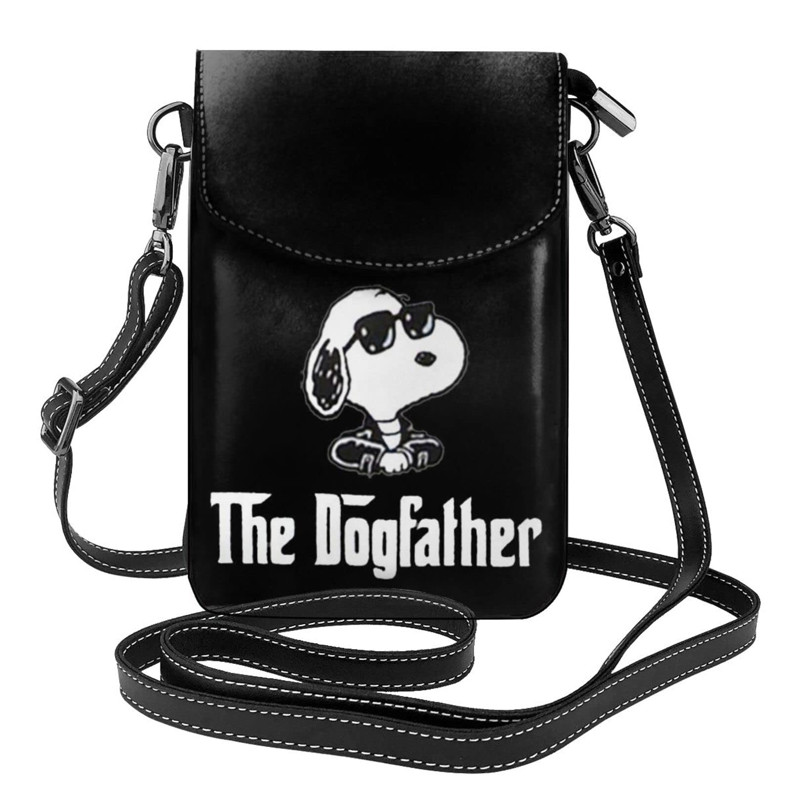 

Snoopy smartphone genuine shoulder mini popular crossbody bag [JMI] pouch, leather, bag, thin, ladies, men s pouch, wallet, чорний