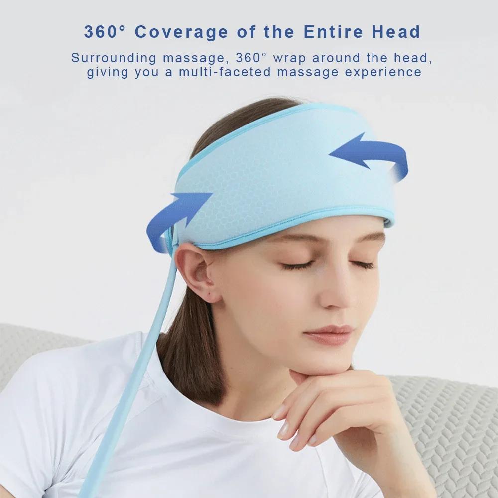 Electric Airbag Head Massager Headband Full Coverage Air Pressure Heating Rechargeable for Scalp Deep Relaxation and Comfort