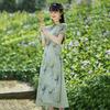Green Skinny Odai National Style New Chinese Cheongsam Improved Young Women's High-end Retro Dress Spring and Summer