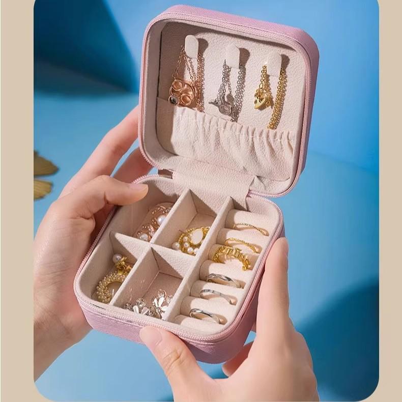 Travel Jewelry Organizer Box: Compact High-End Storage for Earrings, Rings, Necklaces, Bracelets