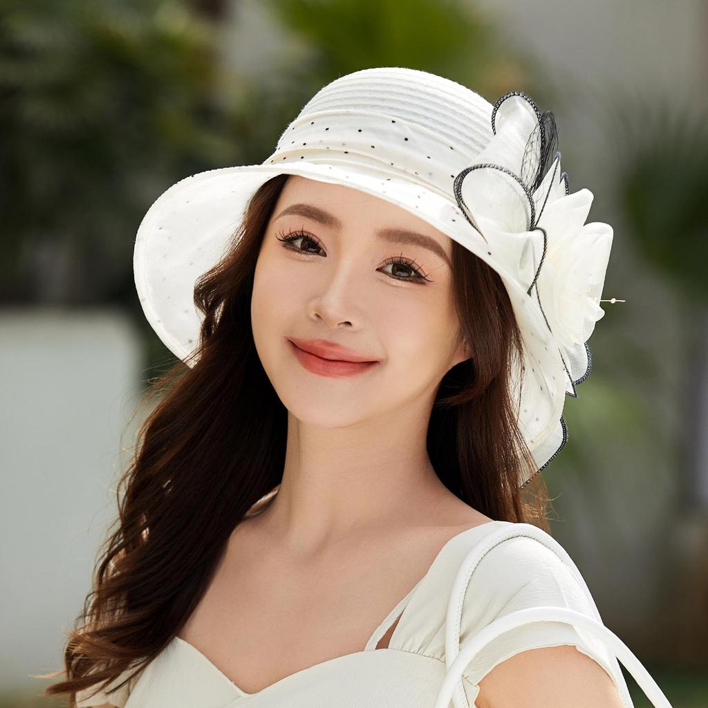 Europäischer & Amerikanischer Organzablumen-UV-Schutz-Sonnenhut für Frühling/Sommer - Atmungsaktiver Strandhut für Frauen mittleren und höheren Alters