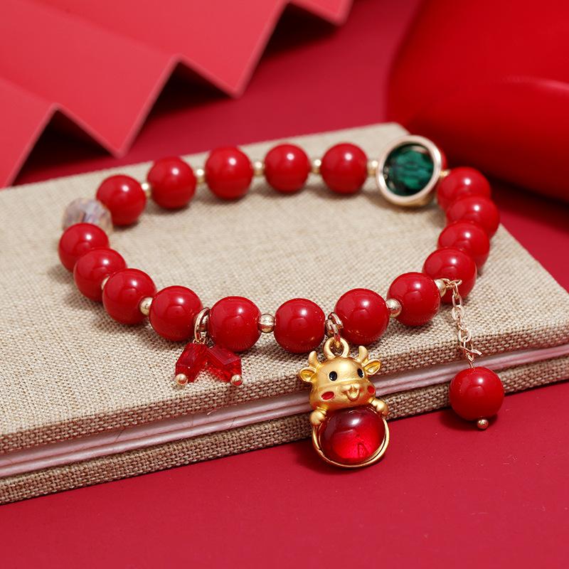 

New Year s Birthday Funiu Zodiac Bracelet Women s Retro Versatile Red Crystal Bracelet Send Girlfriend Niche Design Sense