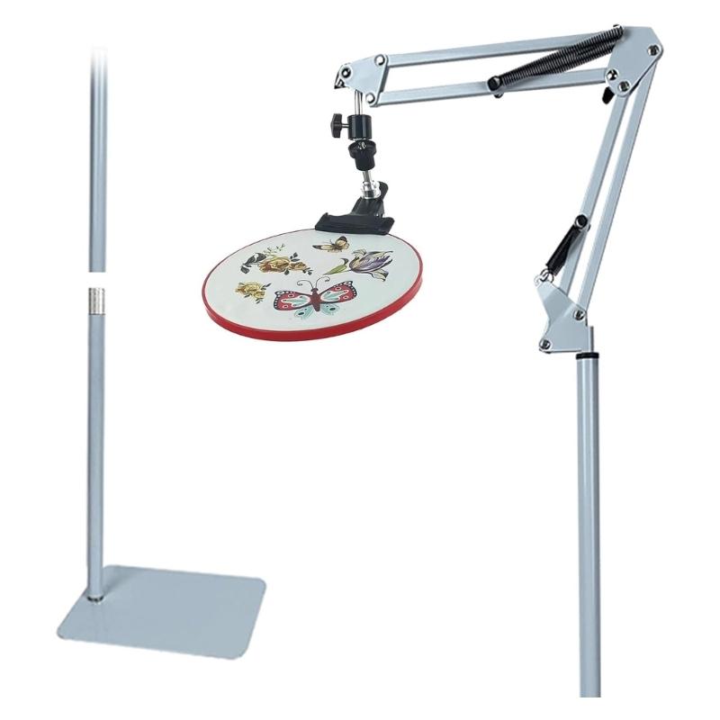 

Adjustable Embroidery Hoop Stand Embroidery Frame Stand Crosses Stitching Stand with Phone Holder Embroidery Floor Stand белый