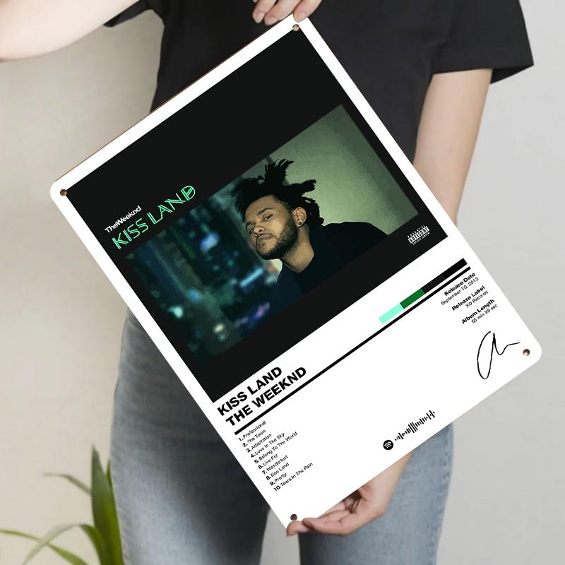 The Weeknd Kiss Land Album Cover Custom Metal Wall Art Music Decor for Fans 20x30cm(7.8x11.8inch)