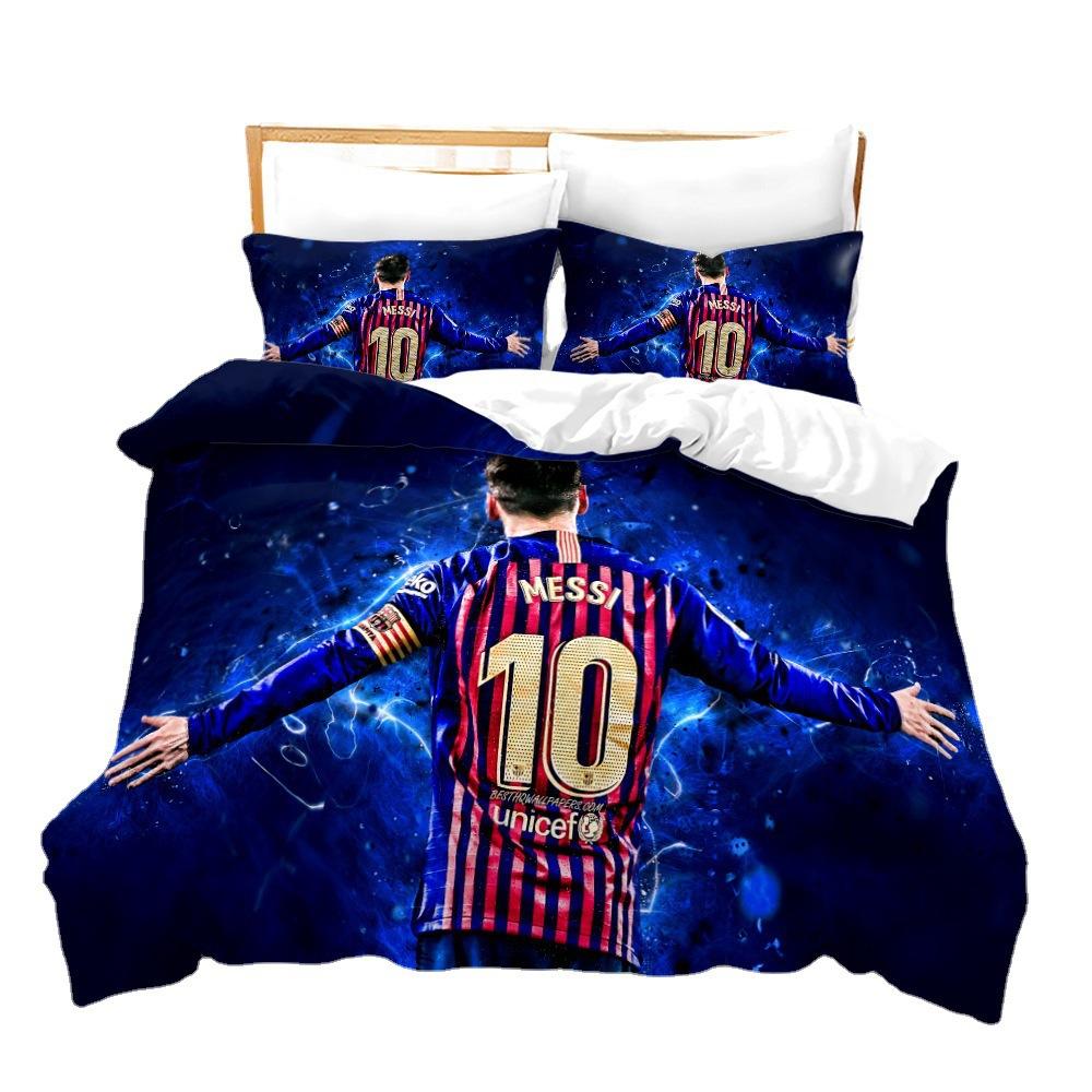 3D Three-Piece Size Football Quilt Cover Quilt Cover Home Textile