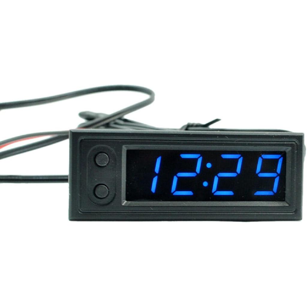 Riloer Auto-Temperatur-Uhr, 3-in-1-Thermometer, Voltmeter-Anzeige, Digitalanzeige, Grünes Licht