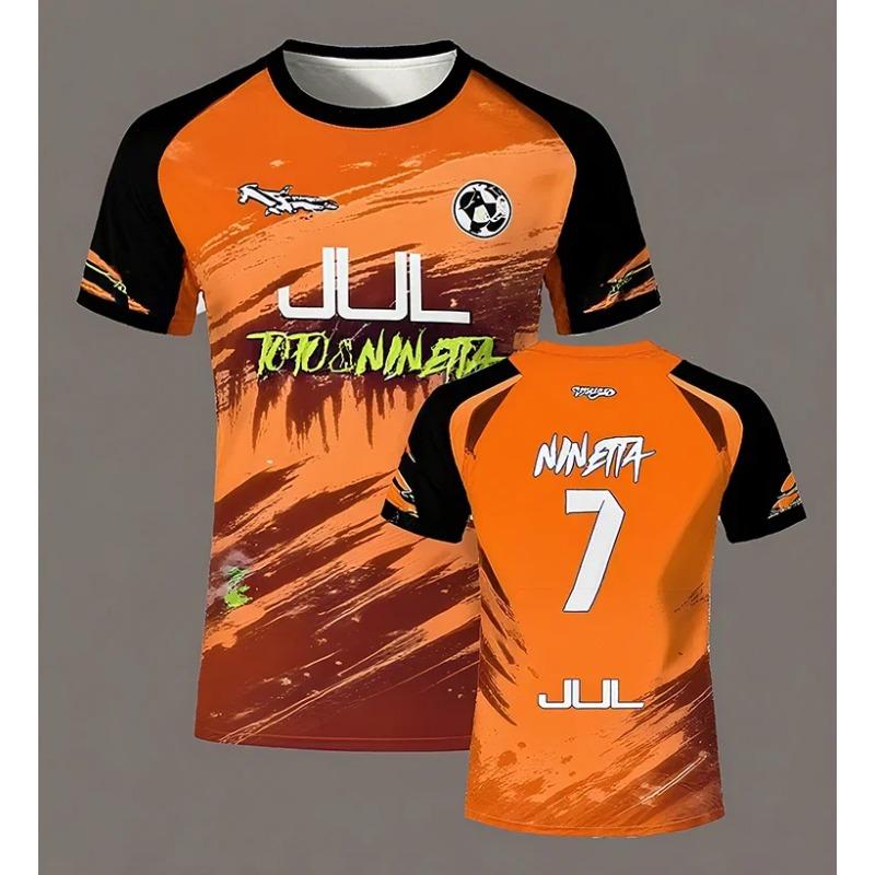JUL 3D Series 90-Minute Football T-Shirt, Quick-Dry Summer Outdoor Sports T-Shirt for Men, Loose-Fit Crew Neck T-Shirt