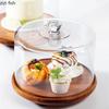 Transparente Staubschutzhülle Acryl-Kuchenabdeckung Tortenständer Dessertteller Melamintablett Holztablett Kuchenform-Präsentationsständer Dim-Sum-Schale