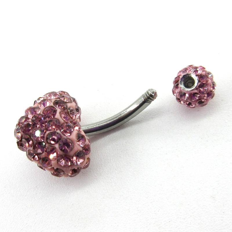 Ceramic Clay Diamond Ball Heart Shaped Navel Nail Full of Diamond Heart Shaped Navel Ring Inlaid with Diamond Jewelry