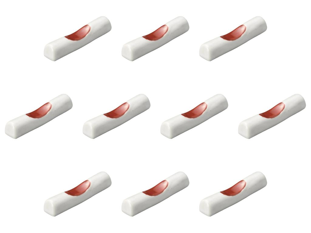 Set of 10 Earthenware Wooden Chopstick Rests x 1 x 1 Chopstick Rests Setomonohonpo (Red) [6.7 cm]