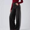 Women's Retro Side Stripe Baggy Wide Leg Jeans, Trendy Double Stripe Long Denim Pants for Casual Street