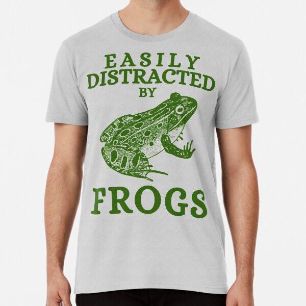 

Легко отвлекаюсь на лягушек Забавная футболка с лягушкой S-5XL Лучшая футболка M