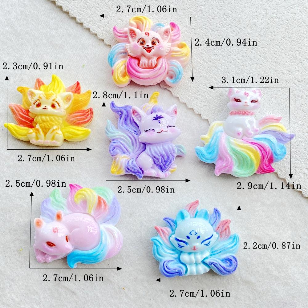 10Pcs Cute ResinMixed Rainbow Cartoon Cat Flatback Figurines - for Scrapbooking, Wedding Decor & DIY Jewelry Making Accessories