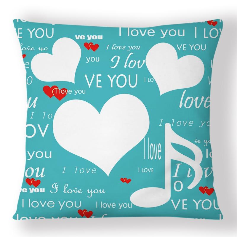 Custom Photo Pillow Case Diy I Love You Print Peach Skin Cushion Cover Valentine Gift For Couple Bedroom Sofa Decor 45X45