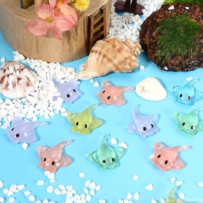 100/50 Stück Miniatur-Stachelrochen-Figuren Skulptur Realistischer Harz-Stachelrochen Kuchenaufsatz Mini-Stachelrochen Meerestier Figur