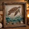 Ambient Picture Frame Light Sea Glass Art Painting with LED Light, DIY Mosaic Arts and Craft Kit, Decorative Ocean Themed Beach Kit for Home
