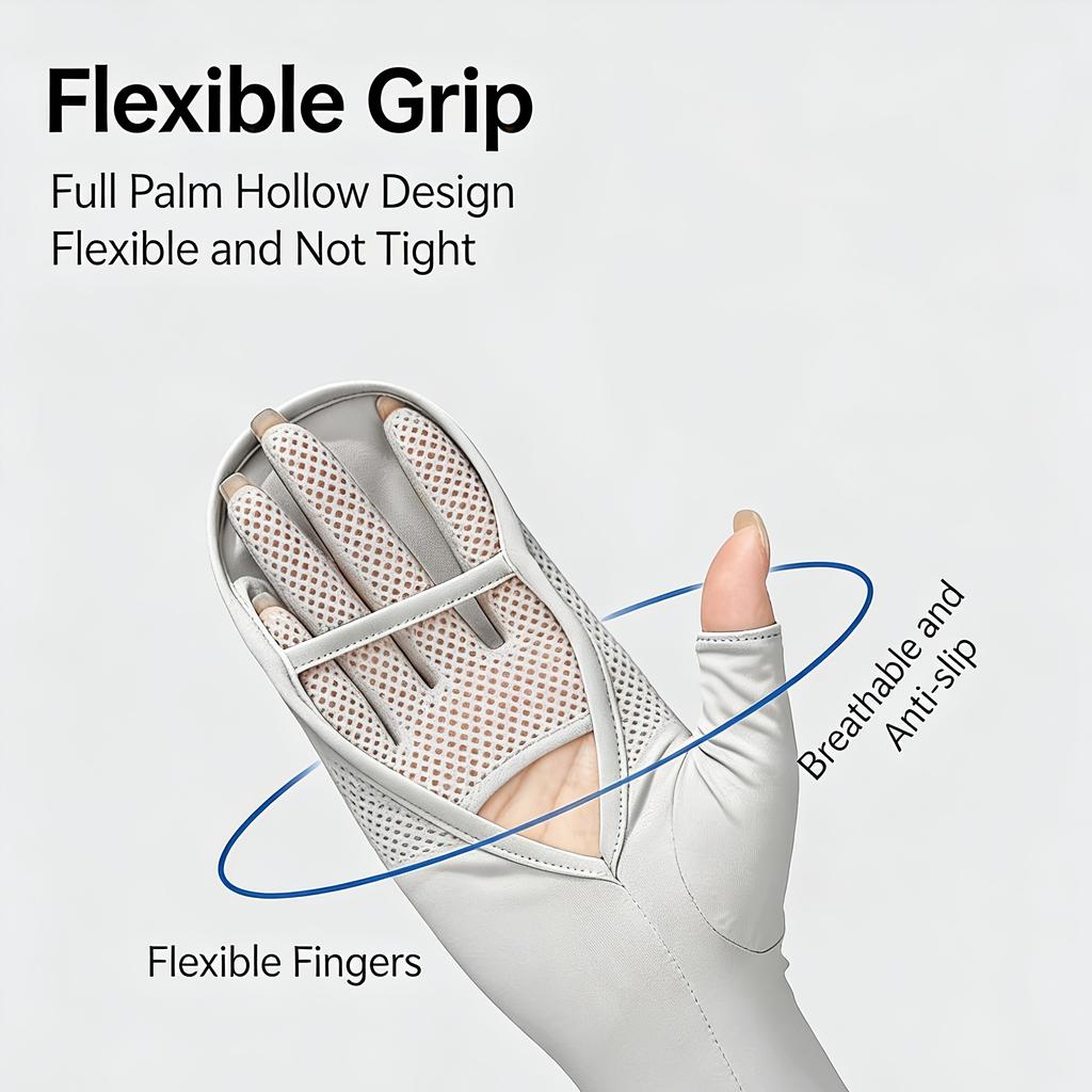 Summer Arm Sleeves for Women,Ice Silky Fiber Fabric,New Style Cycling and Driving Fingerless Arm Guard,All-in-One Cooling Sleeve