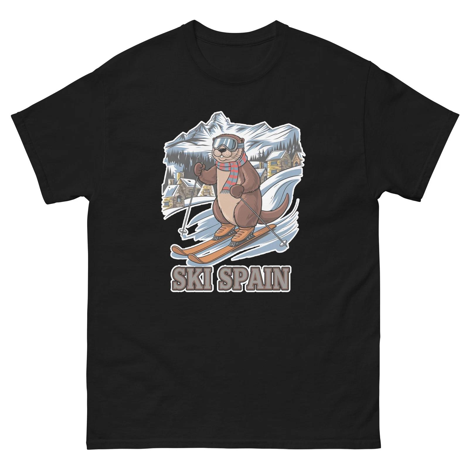 Ski Spain Otter Cute Animal Skiing T-Shirt S