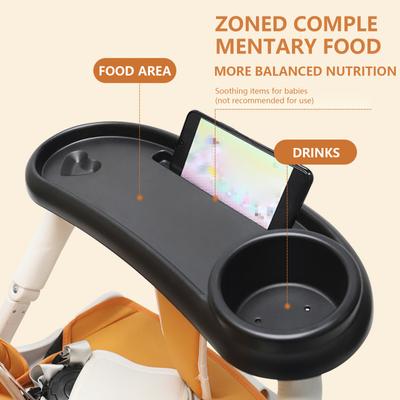 Plateau de collation universel 3 en 1 pour poussette de bébé, porte-gobelet, support de téléphone, crochet alimentaire, boucle réglable amovible, plateau pour bouteille de lait pour fille et garçon