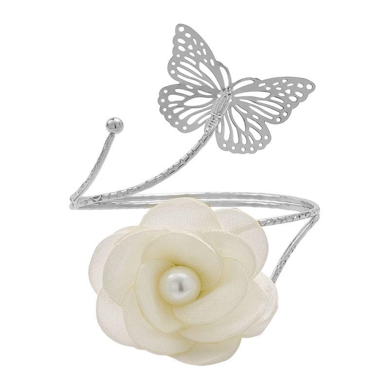 2pcs Three-dimensional Butterfly Flower Pearl Curtain Hooks Without Holes for Bedroom and Living Room Soft Decoration Curtain Ties