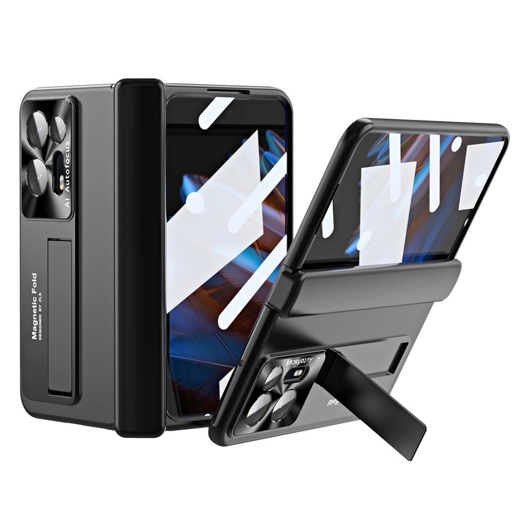 Anti-scratch Phone Case For Oppo Find N2 5G,Hinge Protection Kickstand PC Phone Cover with Screen Film