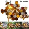 Bee Honeycomb Honey Hanging Pastoral Honeycomb Wall Hanging Suncatcher Indoor Outdoor Hanging Art Ornament For Yard,Garden Ornament