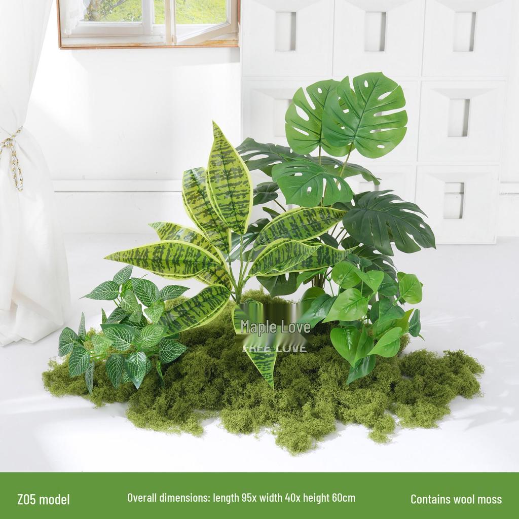 Luxury Faux Green Plant and Flower Decor - Indoor Moss and Grass Clusters for Elegant Landscaping.