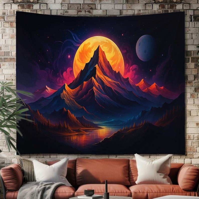 Dark Mountain Moon tapestry 75x100 чёрный