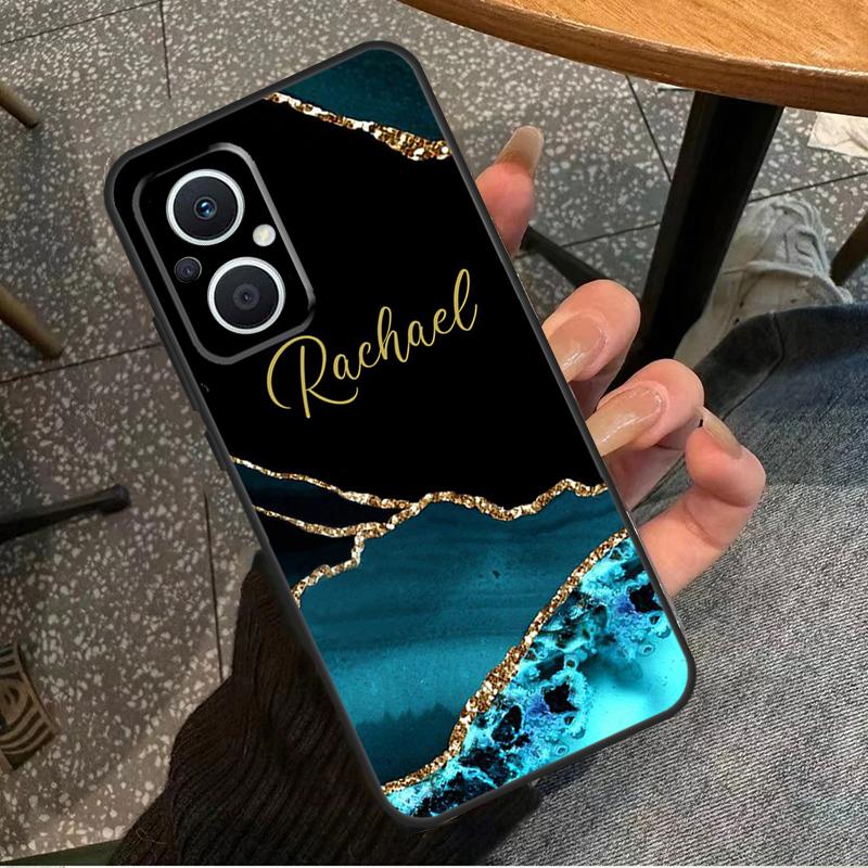 Personalisierte Marmor-Initialen-Name Hülle Für OPPO Reno 8T 2Z 4Z 5Z 10 4 5 6 7 8 Lite OPPO Find X2 X3 Neo X6 Pro X5 Lite Hülle
