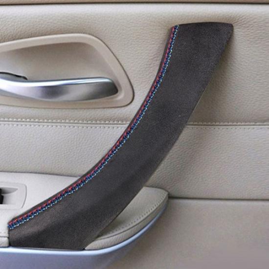 Hand Sewing Suede Leather Interior Door Handle Cover For BMW 3 Series E90 E91